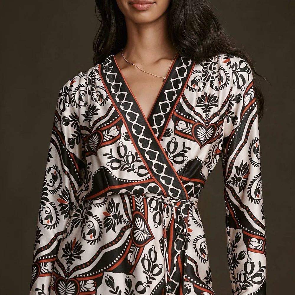 Farm Rio Passion Scarf Wrap Mini Dress